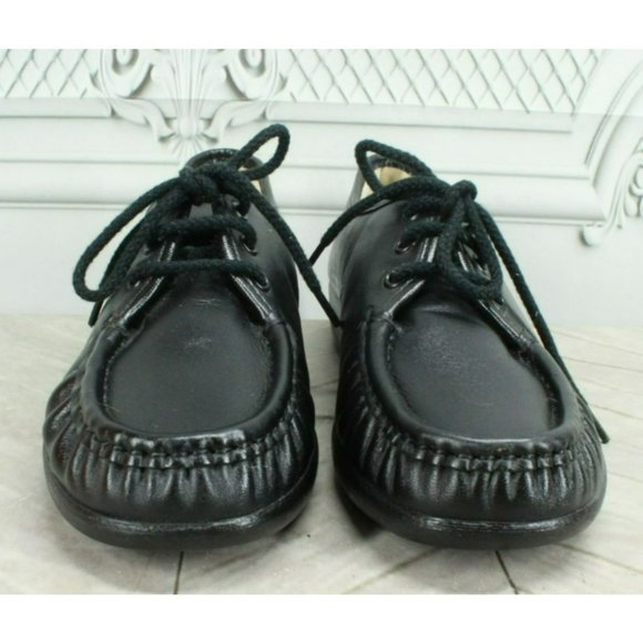 SAS Black Leather Slip On Moccasins Loafer Ankle Shoes Size 8 Narrow - Picture 4 of 7